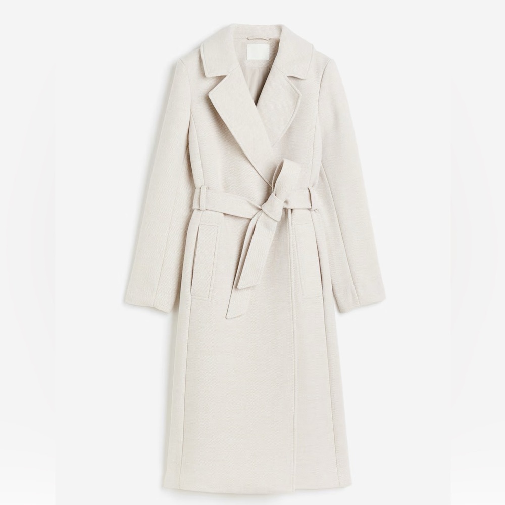 Elegant Cream Belted Coat